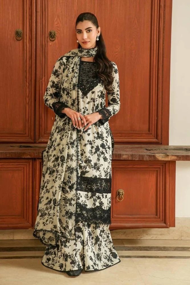 Karandi-3PC Digital Printed Shirt with Karandi Digital Printed Dupatta -1716
