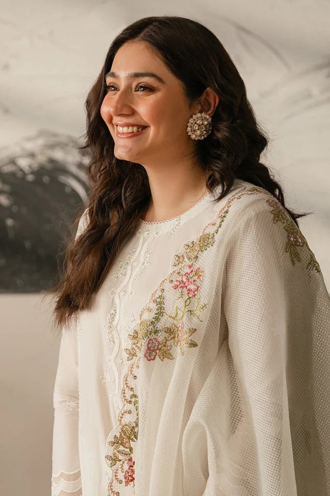 Dhanak-3PC Embroidered Shirt with Organza Embroidered Dupatta - 3515