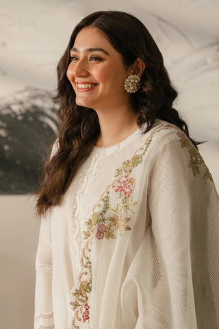 Dhanak-3PC Embroidered Shirt with Organza Embroidered Dupatta - 3515