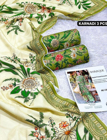 Karandi 3pc Printed Shirt with Dubatta