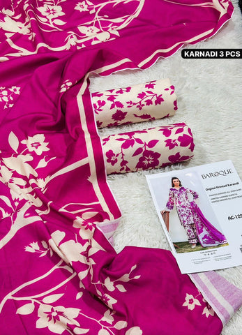 New Karandi 3pc Printed Shirt with Dubatta