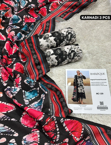 New Karandi 3pc Printed Shirt with Dubatta