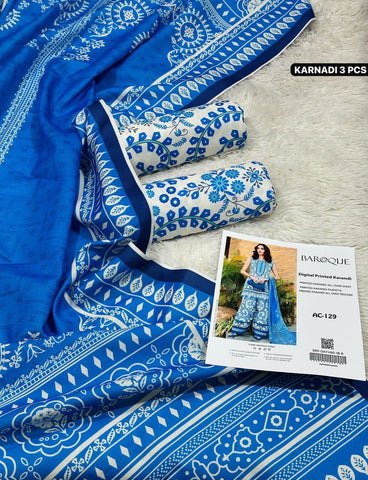 Karandi 3pc Printed Shirt with Dubatta