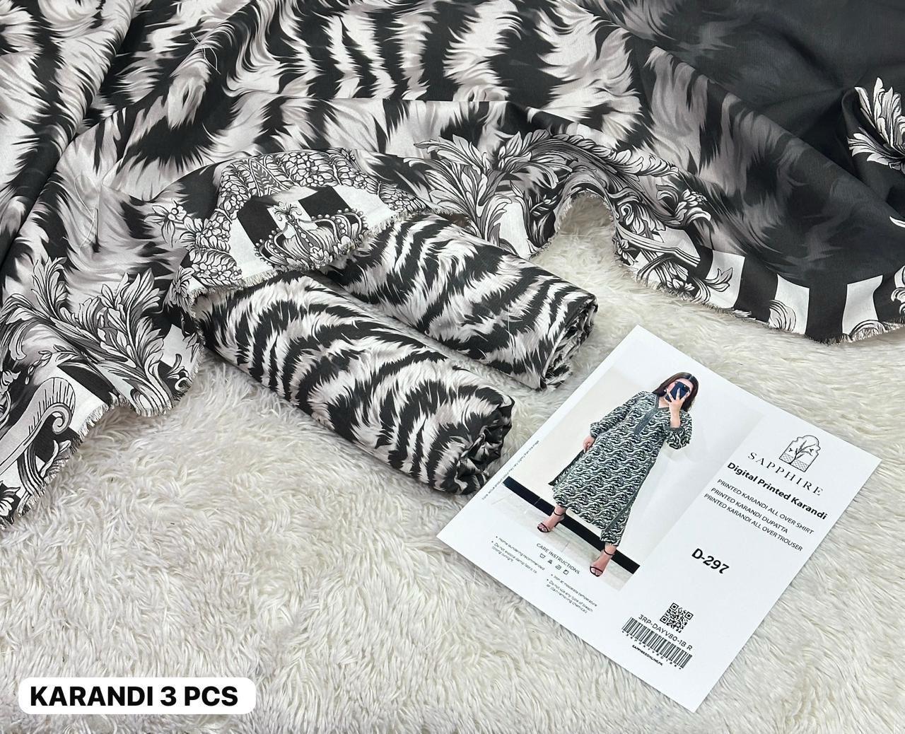 Karandi 3pc Printed Shirt with Dubatta