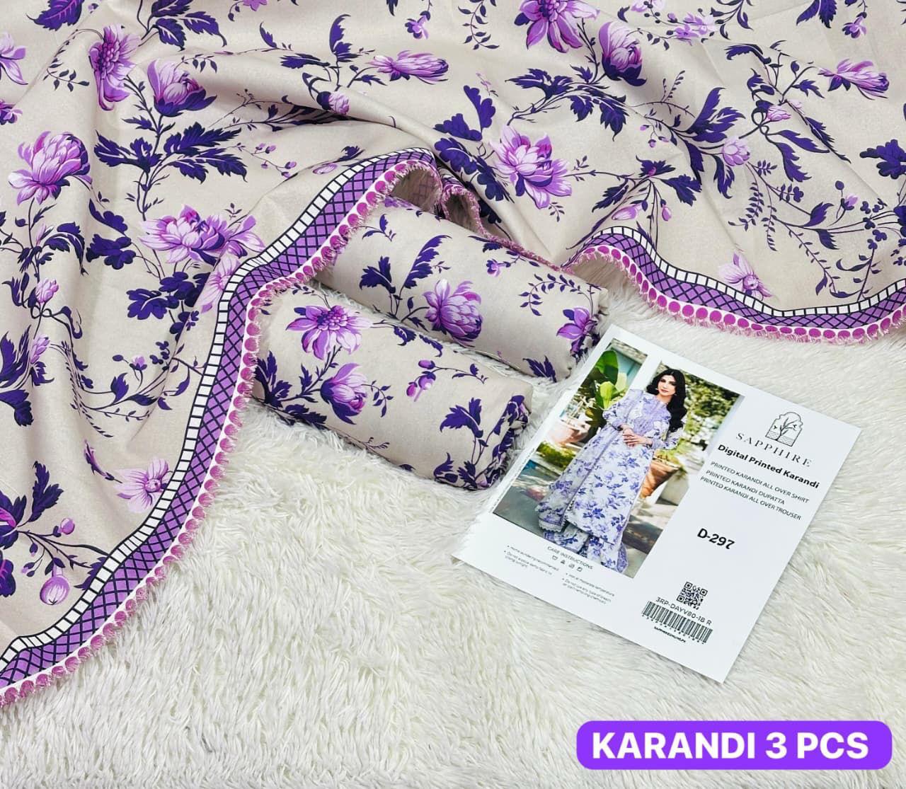 Karandi 3pc Printed Shirt with Dubatta