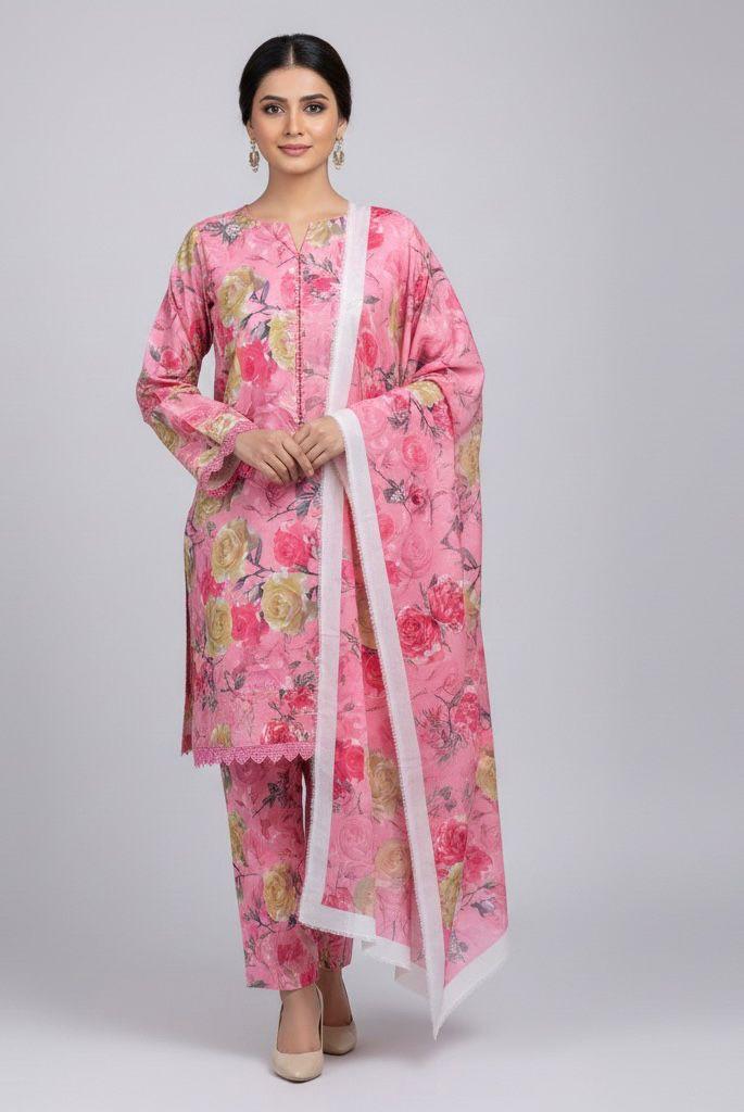 Karandi 3pc Printed Shirt with Dubatta