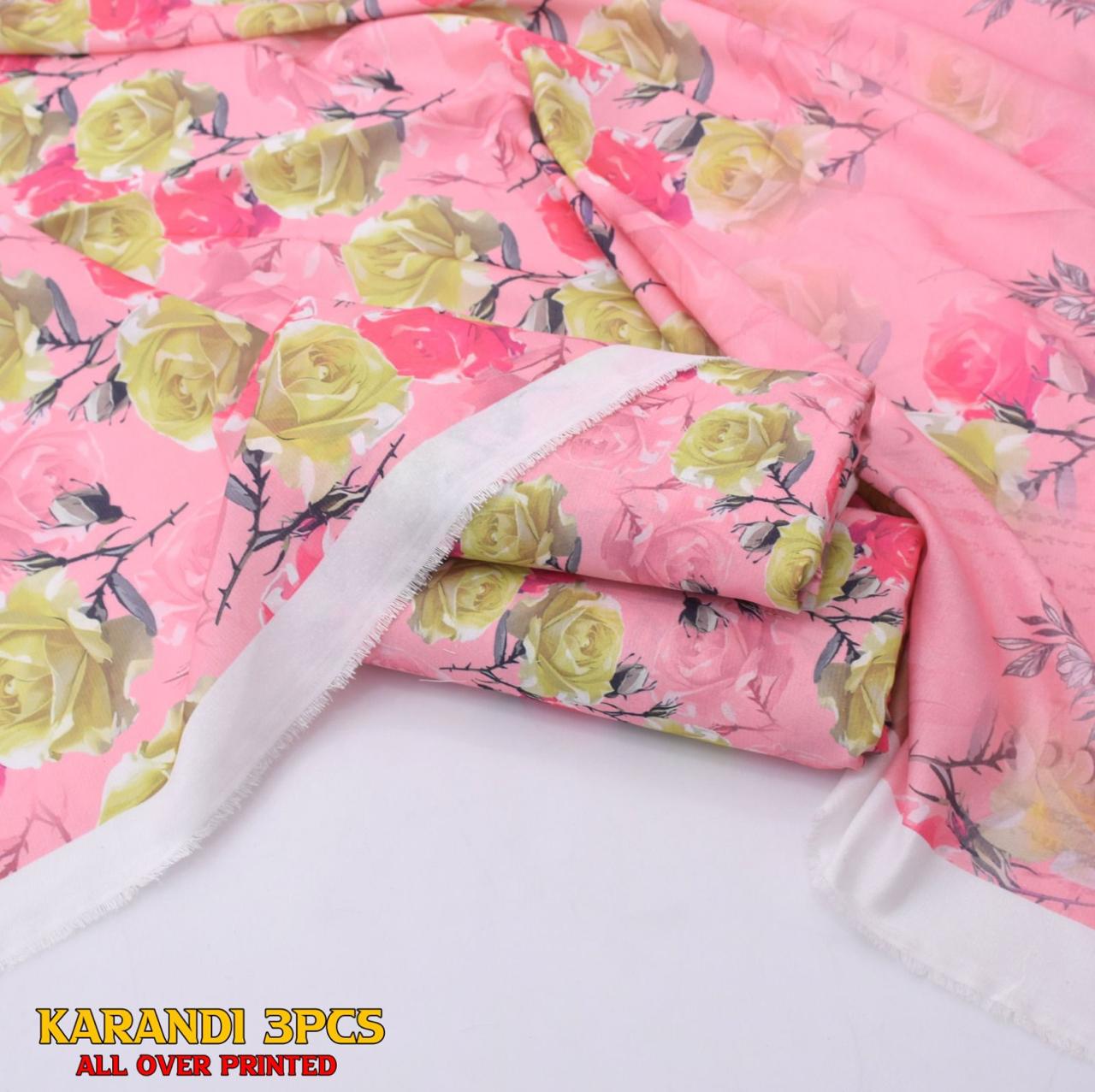 Karandi 3pc Printed Shirt with Dubatta