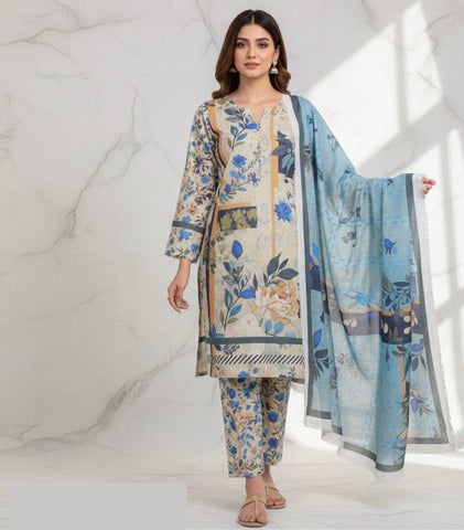 Karandi 3pc Printed Shirt with Dubatta