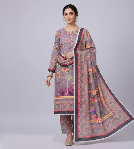 Karandi 3pc Printed Shirt with Dubatta