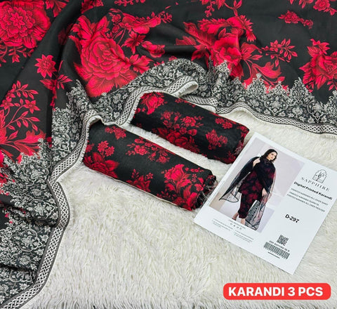 Karandi 3pc Printed Shirt with Dubatta