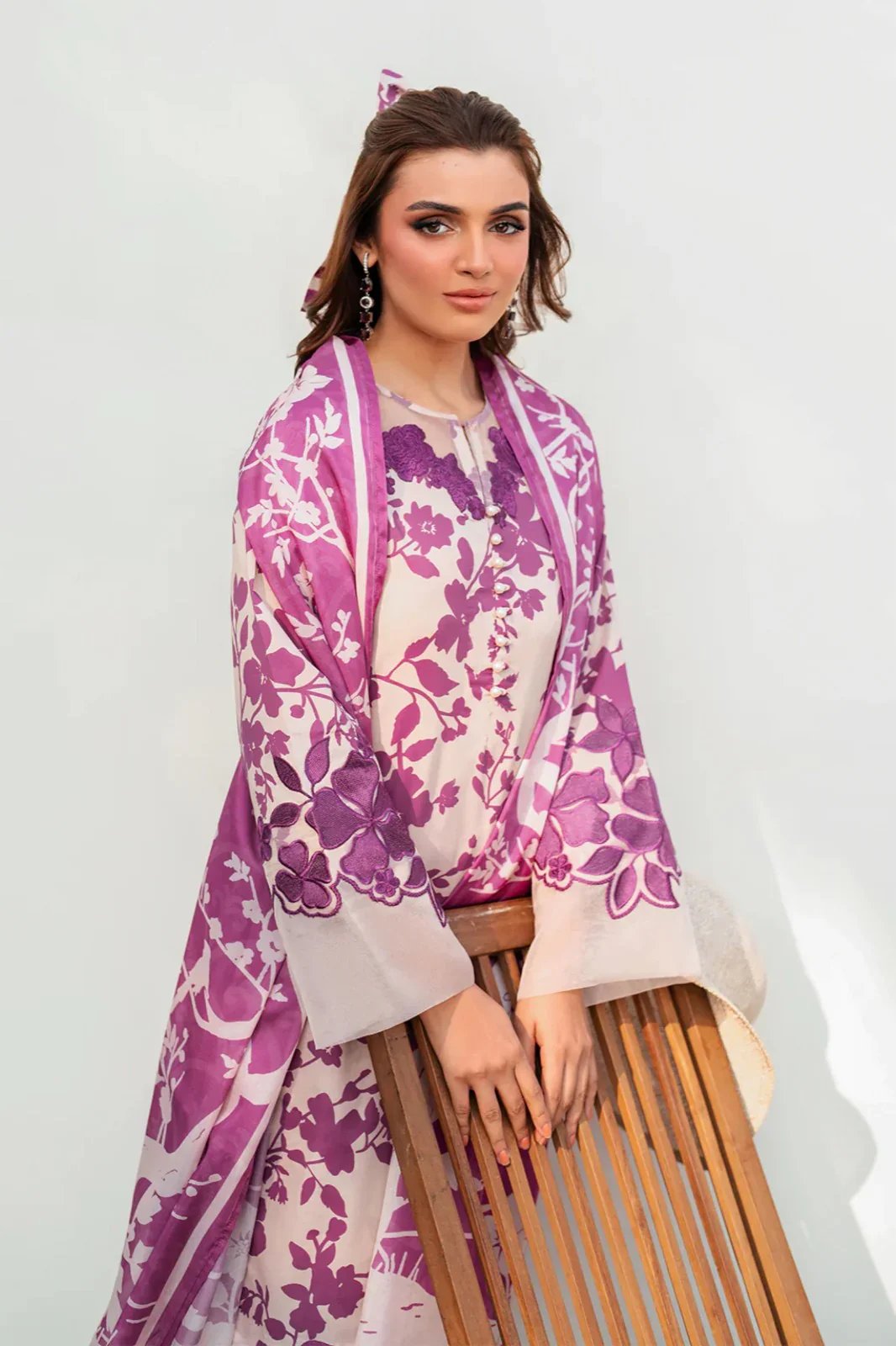 New Karandi 3pc Printed Shirt with Dubatta