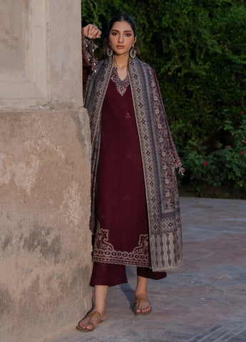 Dhanak-3PC Embroidered Shirt with Digital Printed Wool Shawl - 3537