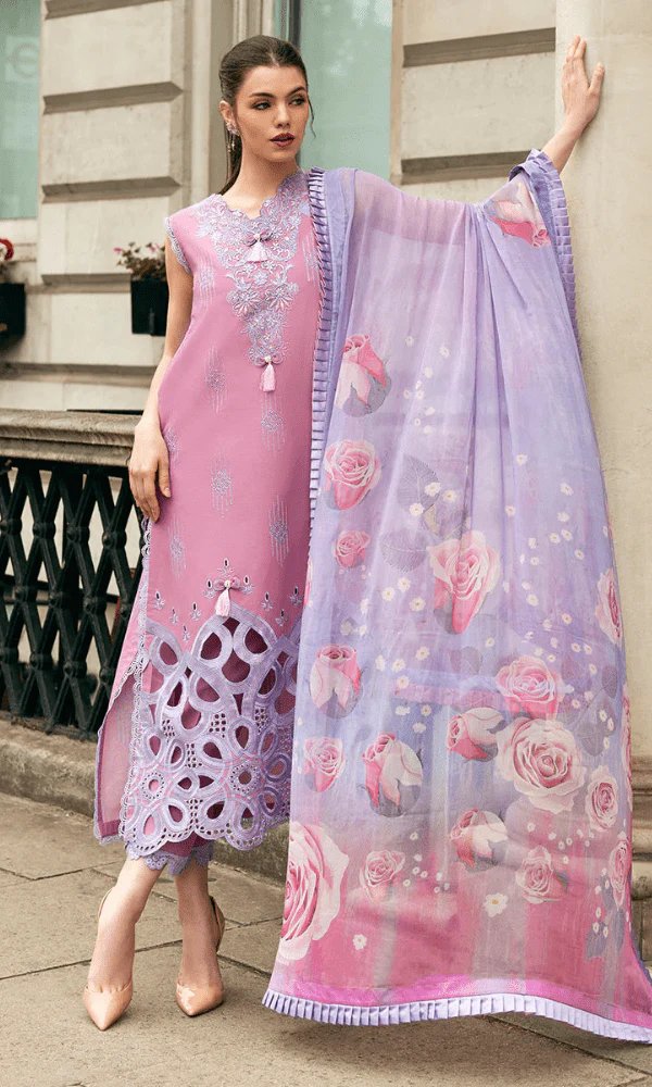 Dhanak-3PC Embroidered Shirt with Digital Printed Wool Shawl - 662