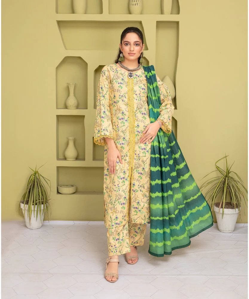 KHADDAR 3PC WITH KHADDAR PRINTED SHIRT & TROUSER-901