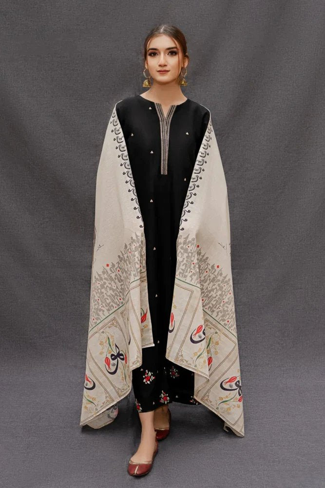 DHANAK 3PC EMBROIDERED SHIRT WITH DIGITAL PRINTED WOOL SHAWL-167