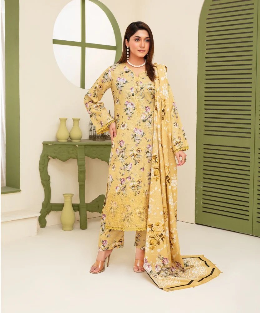 KHADDAR 3PC WITH KHADDAR PRINTED SHIRT & TROUSER-912