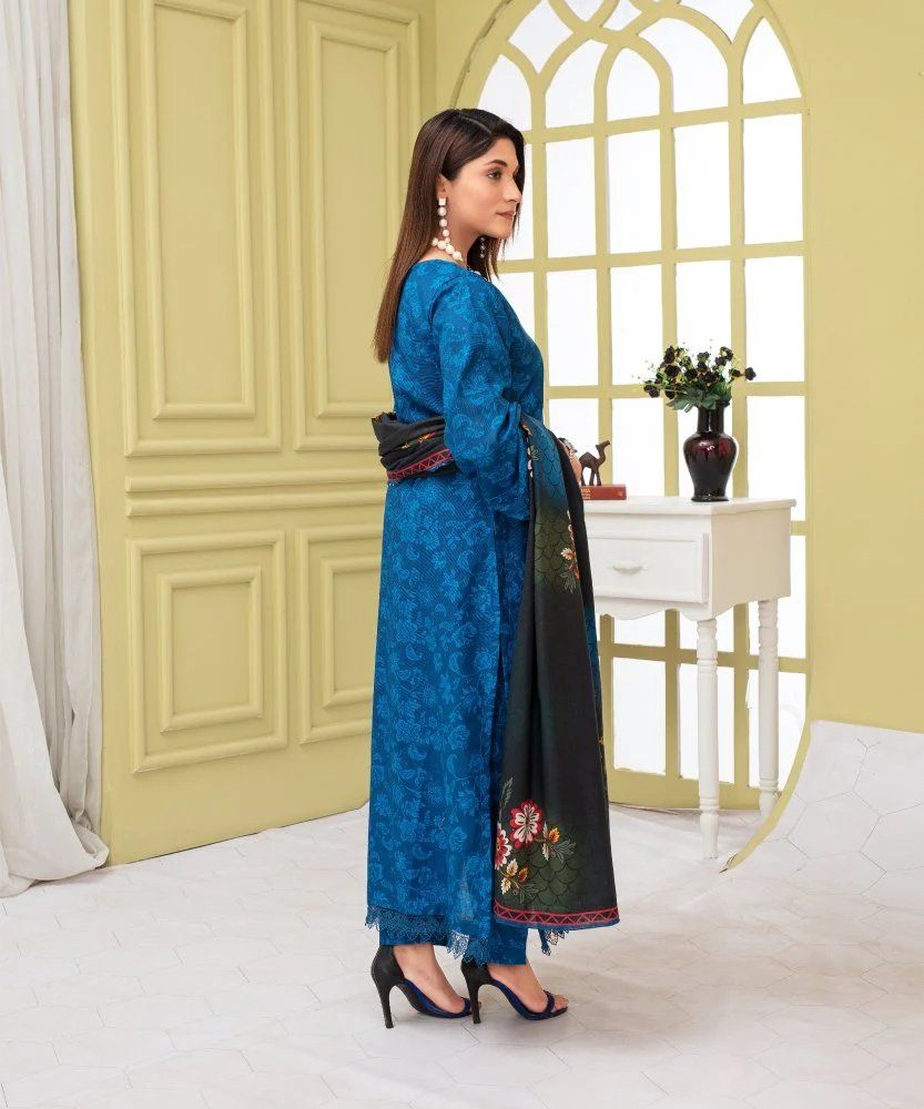 KHADDAR 3PC WITH KHADDAR PRINTED SHIRT & TROUSER-909