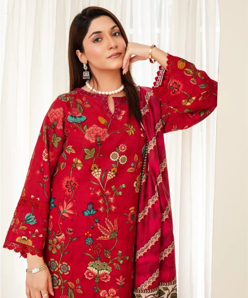 KHADDAR 3PC WITH KHADDAR PRINTED SHIRT & TROUSER-907