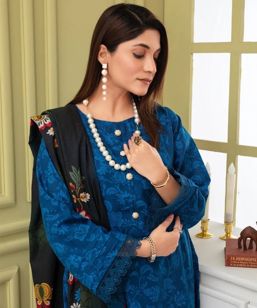 KHADDAR 3PC WITH KHADDAR PRINTED SHIRT & TROUSER-909