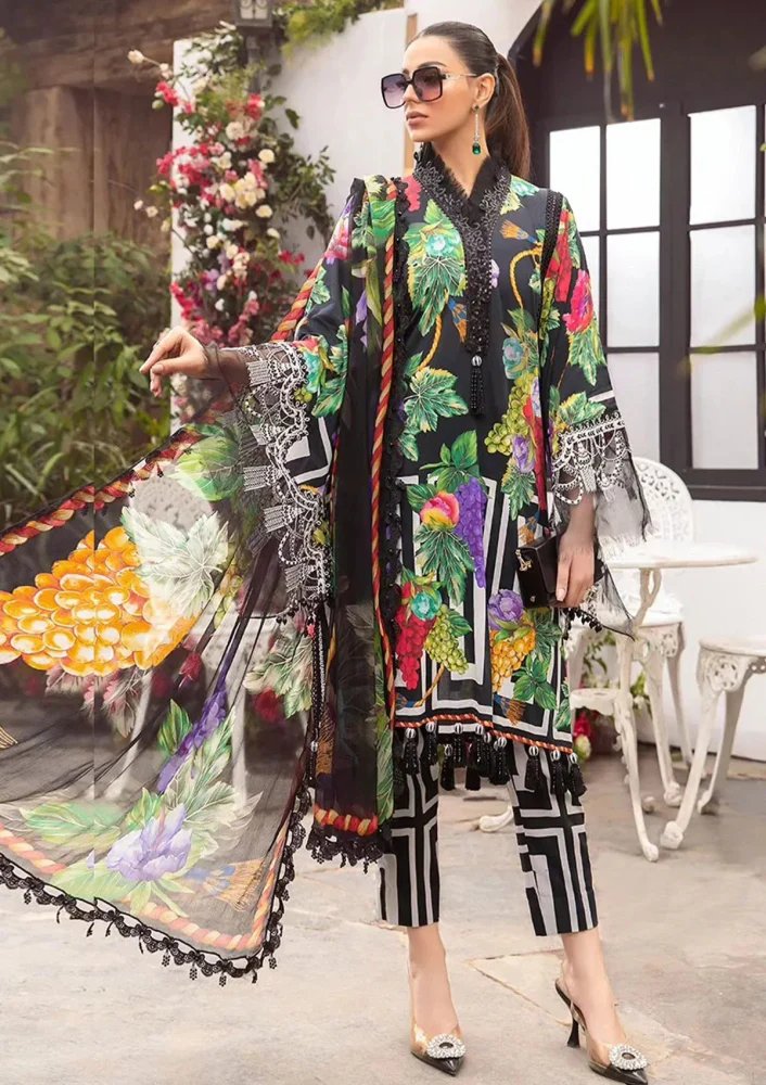 PC-Printed Lawn Zarri Shirt With Voile Printed Dupatta-1523