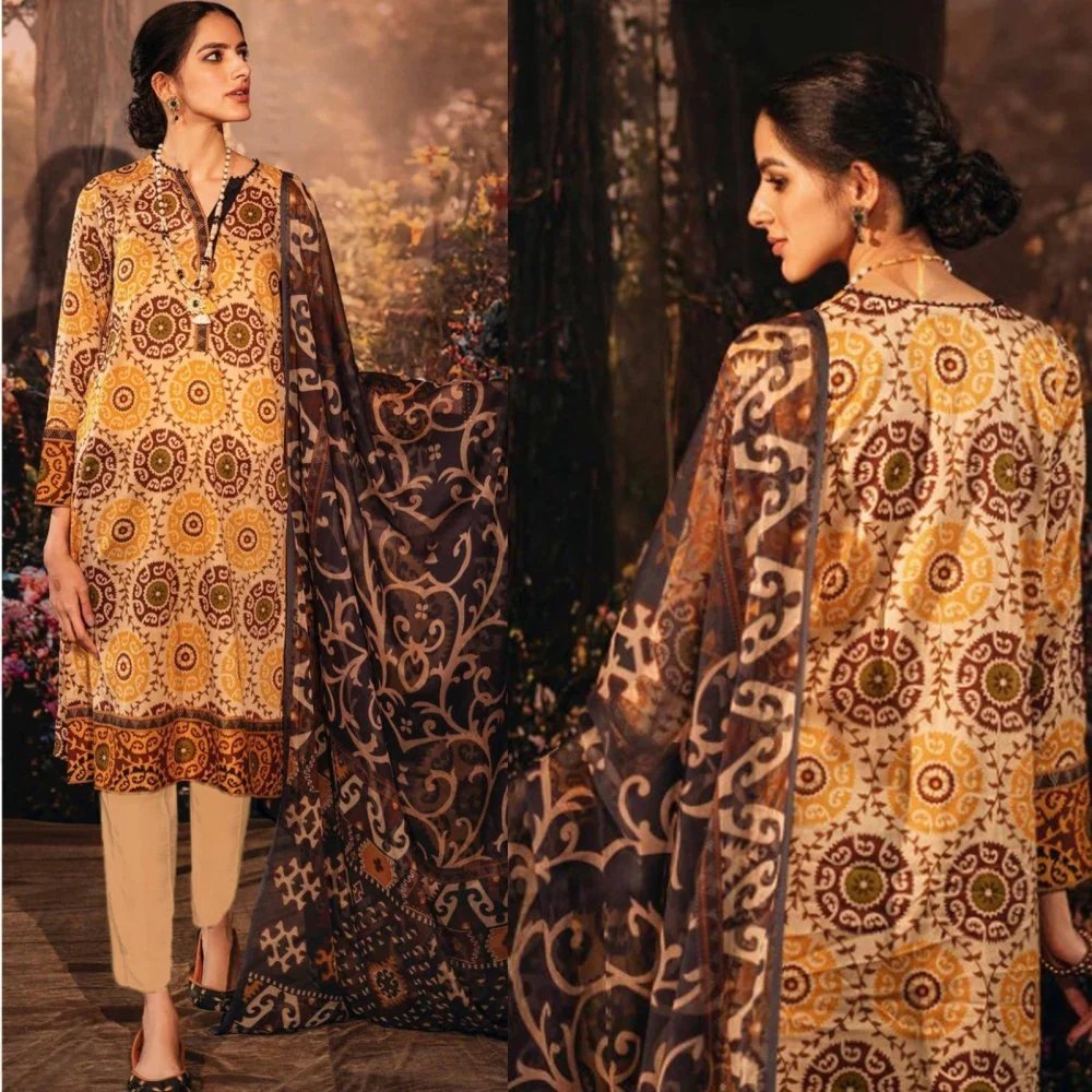 Lawn 3PC Printed With Printed Voile Dupatta-754