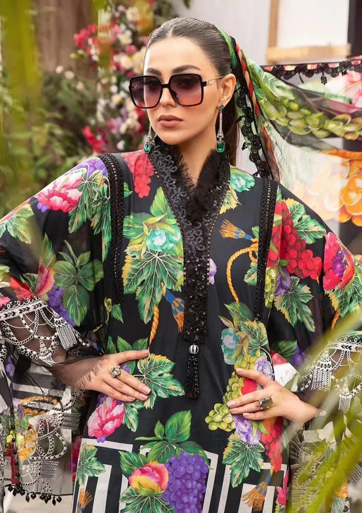 PC-Printed Lawn Zarri Shirt With Voile Printed Dupatta-1523