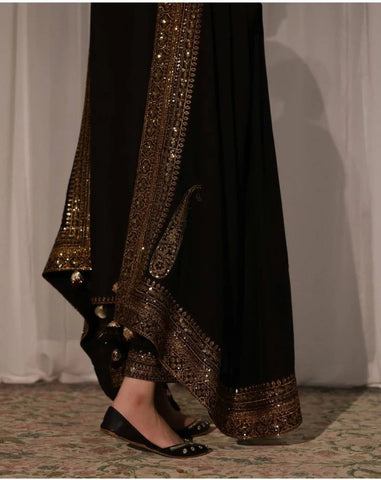 Dhanak-3PC Embroidered Shirt with Organza Sequins Embroidered Dupatta- 3373