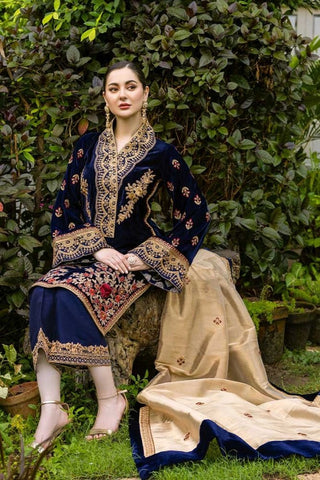 Velvet-3pc Embroidered with Masoori Embroidered Dupatta-954